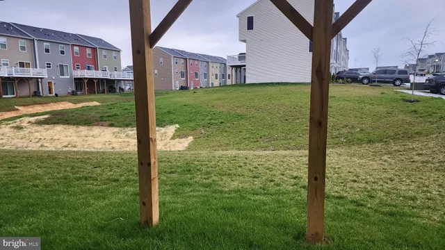 a view of a garden from a yard