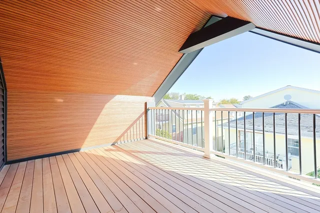 a view of a wooden deck