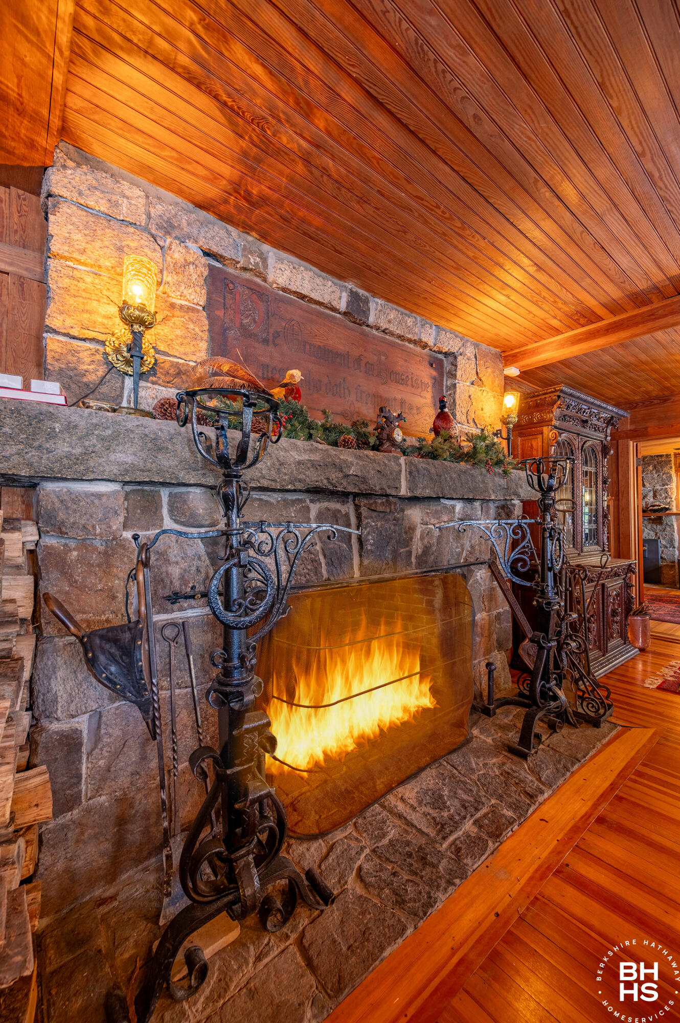 26 Hemlock Ledge Road Tupper Lake, NY 12986 - Photo 9 of 67 HemlockLedgeCamp_LR_Fireplace_V