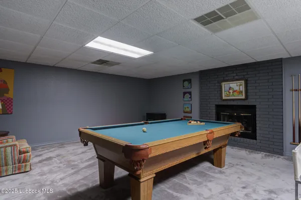a room with pool table