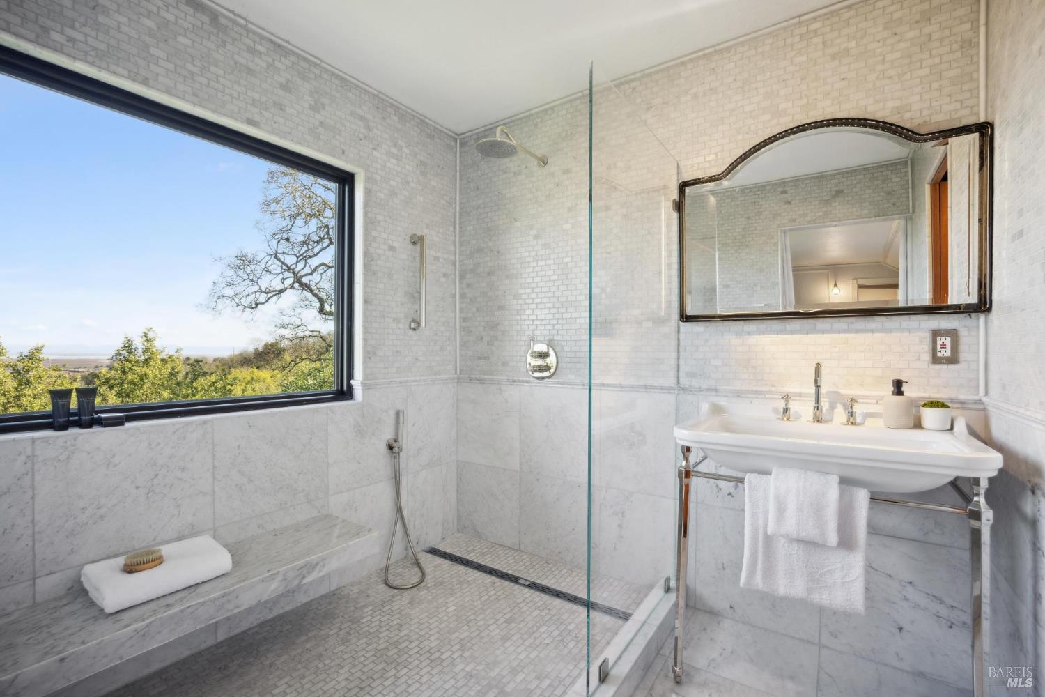 160 Crest Road Novato, CA 94945 - Photo 69 of 85 a bathroom with a sink mirror and vanity