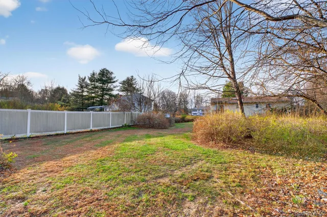 a view of a yard with a tree