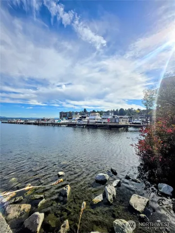 a view of a lake with houses