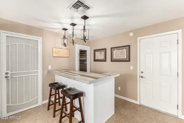 a view of a dining room and livingroom view