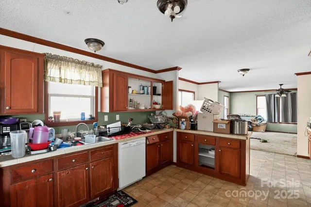 a kitchen with lots of counter top space