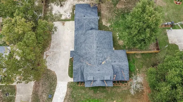 an aerial view of a house
