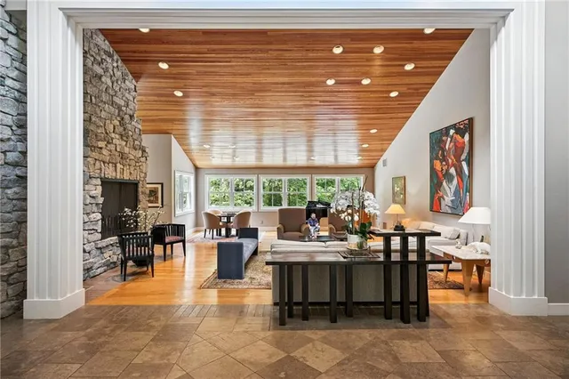 a living room with furniture