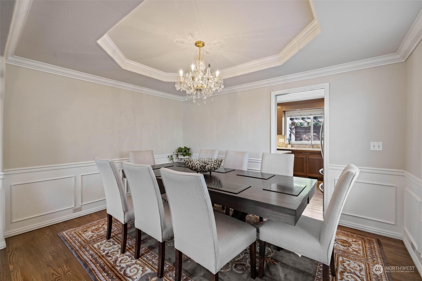 37607 18th Place South Federal Way, WA 98003 - Photo 15 of 40 a view of a dining room with furniture a chandelier and wooden floor