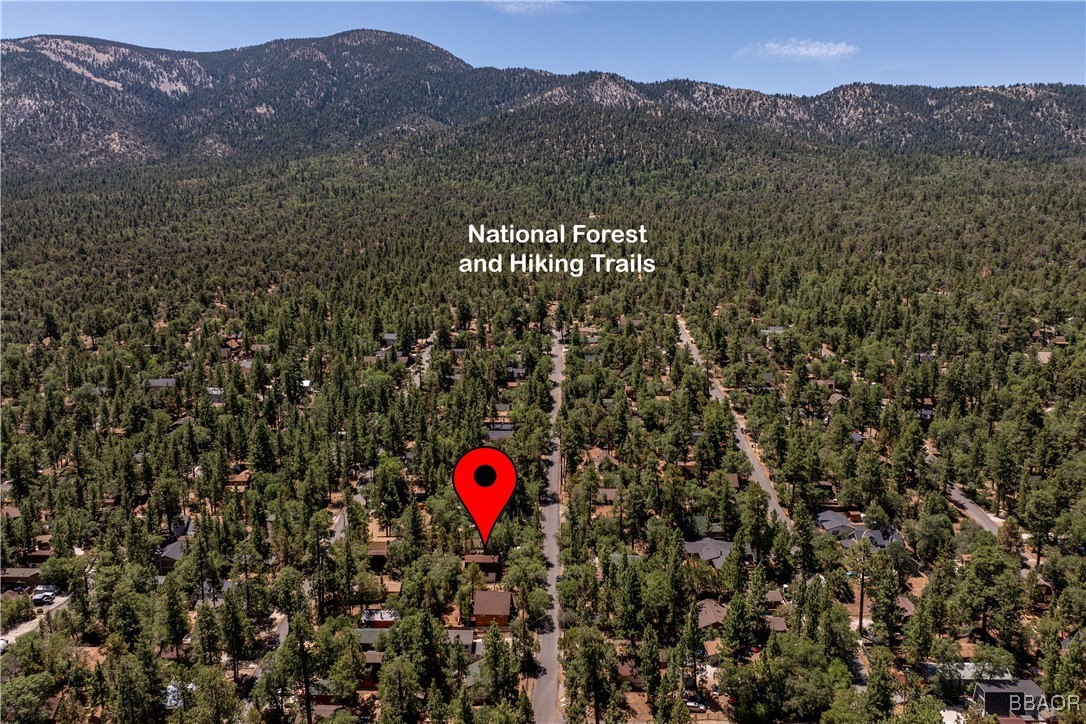 753 Maple Lane Sugarloaf, CA 92386 - Photo 3 of 50 a front view of a house with a street sign and a road