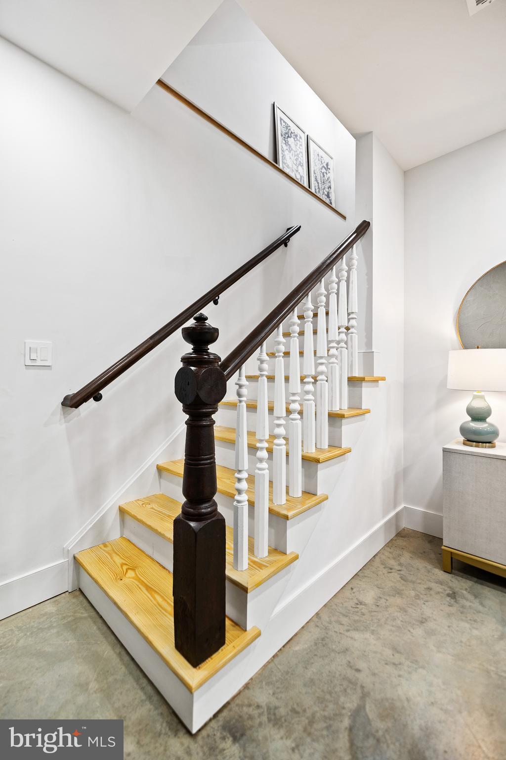 2235 Traceys Store Road Parkton, MD 21120 - Photo 46 of 65 Lower level stairway w/reclaimed wood bannister