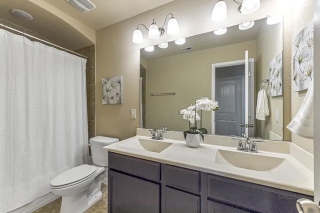 a bathroom with a toilet a sink and a mirror