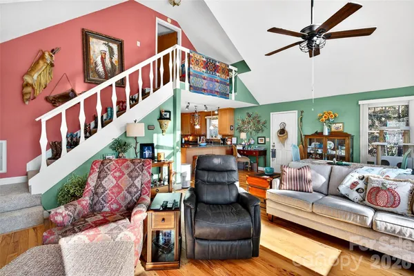 a living room with furniture