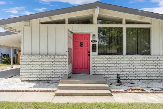 a front view of a building with a entryway