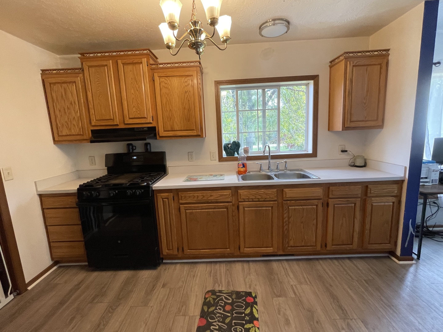 799 Searls Road Amboy, IL 61310 - Photo 10 of 23 a kitchen with stainless steel appliances granite countertop a sink dishwasher a stove a refrigerator and cabinets with wooden floor
