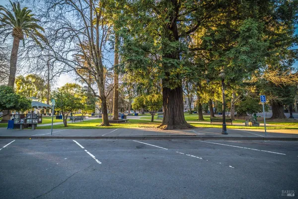 a view of a building with a street