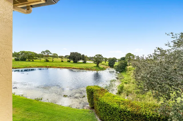 a view of a lake with a big yard
