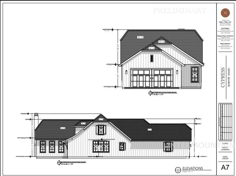 1487 Cottage Lane Moscow, ID 83843 - Photo 4 of 11 Architectural Elevations. Presenting exterior views and dimensions for the property design
