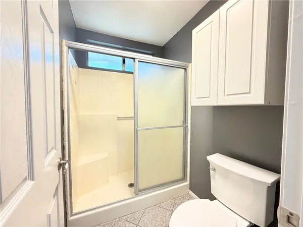 an empty room with a door