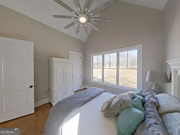 a view of a lake from a balcony