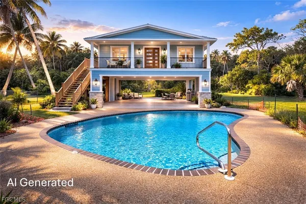 a view of a house with swimming pool
