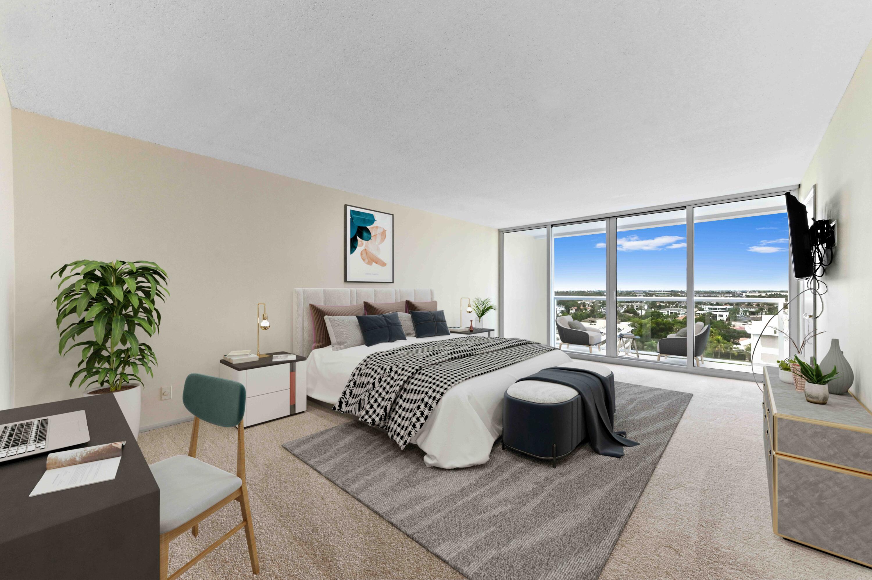 2800 South Ocean Boulevard, Unit 11M Boca Raton, FL 33432 - Photo 27 of 65 a spacious bedroom with a large bed and a couch