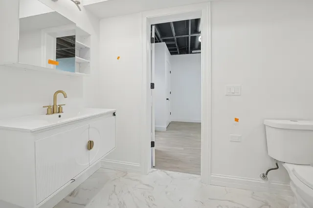 a bathroom with a sink and a toilet