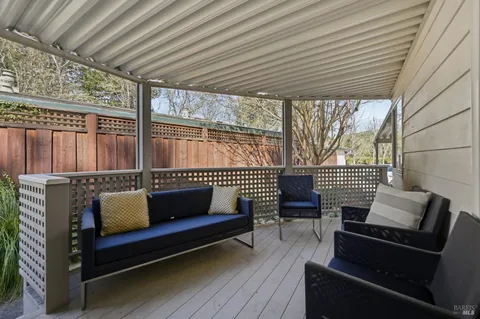 a building outdoor space with patio furniture