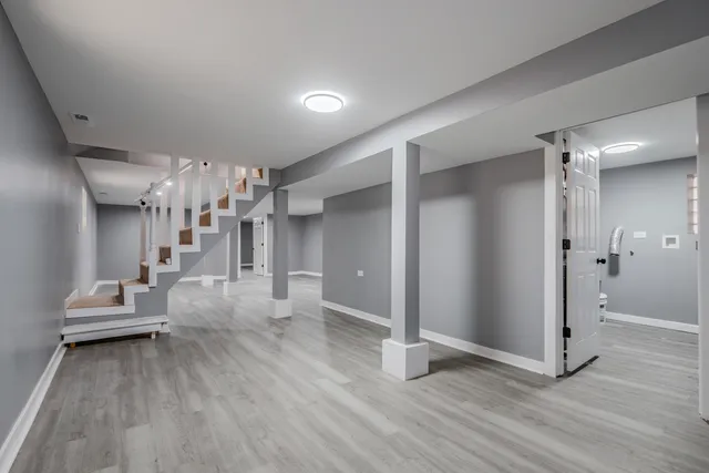 an empty room with windows