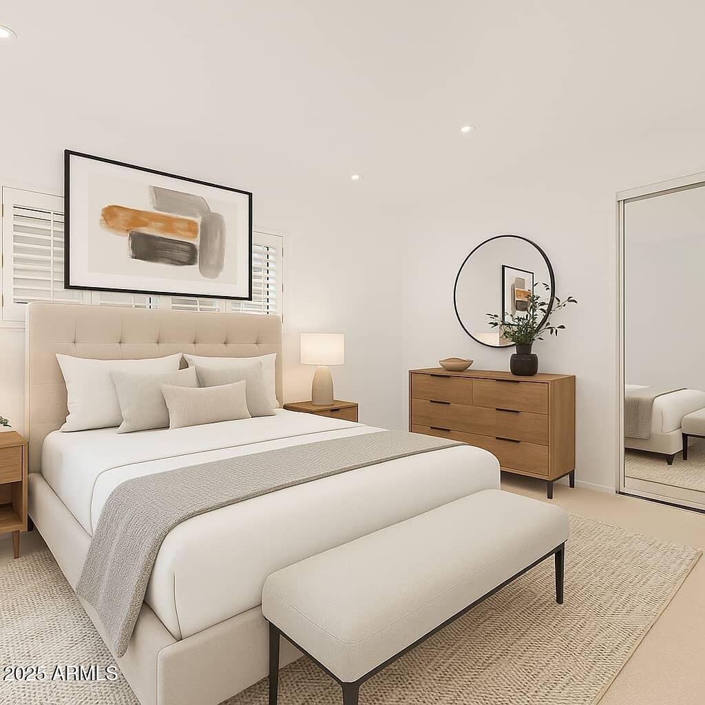 2234 East Lawrence Road Phoenix, AZ 85016 - Photo 28 of 71 a bedroom with a bed and a painting on the wall