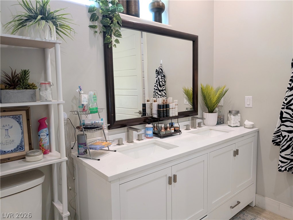 251 Spring Heights Caliente, NV 89008 - Photo 19 of 27 This modern bathroom features a spacious double vanity with ample storage.