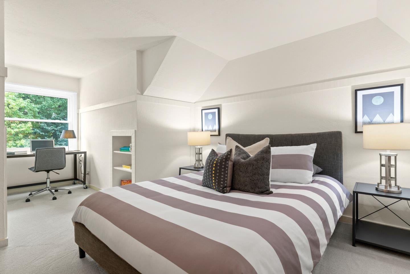 750 Edgewood Road San Mateo, CA 94402 - Photo 17 of 26 a bedroom with a bed and large windows