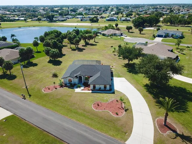 an aerial view of a house