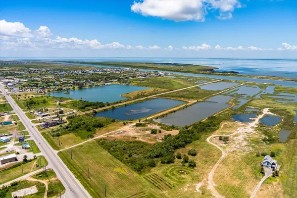 a view of an ocean and city