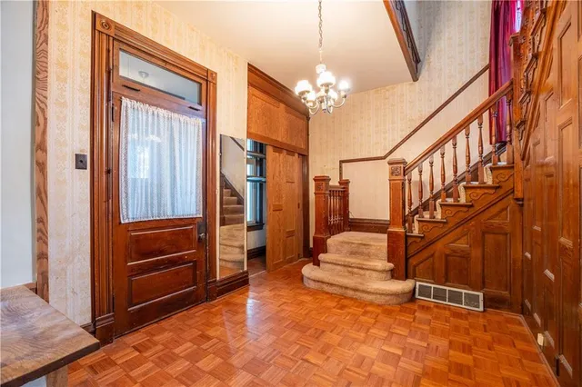 a view of an entryway with staircase