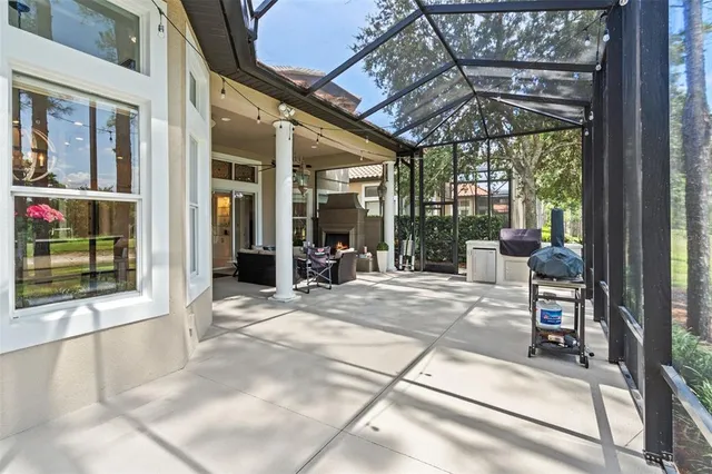 a view of a lobby with a porch