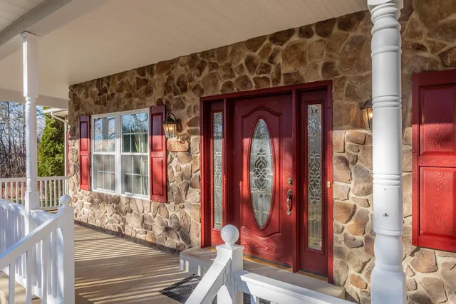 a view of lake with mountain in the background