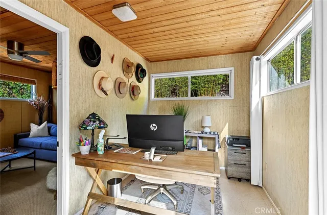 a workspace with furniture