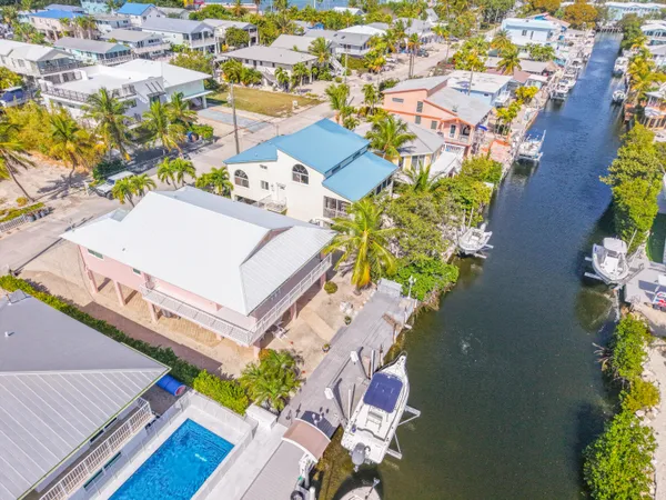 an aerial view of a house