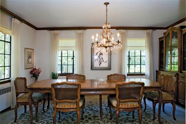 64 Somerset Road Brookline, MA 02445 - Photo 3 of 4 a dining room with furniture a chandelier and window