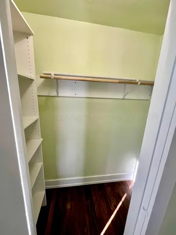 a view of an empty walk in closet