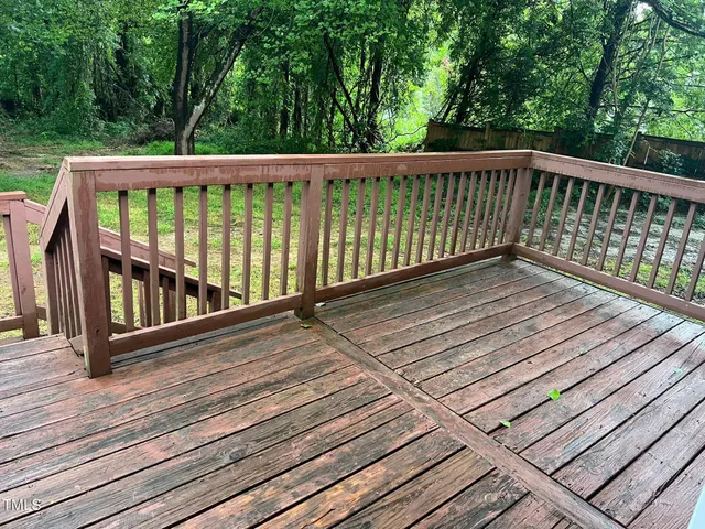 a view of wooden deck
