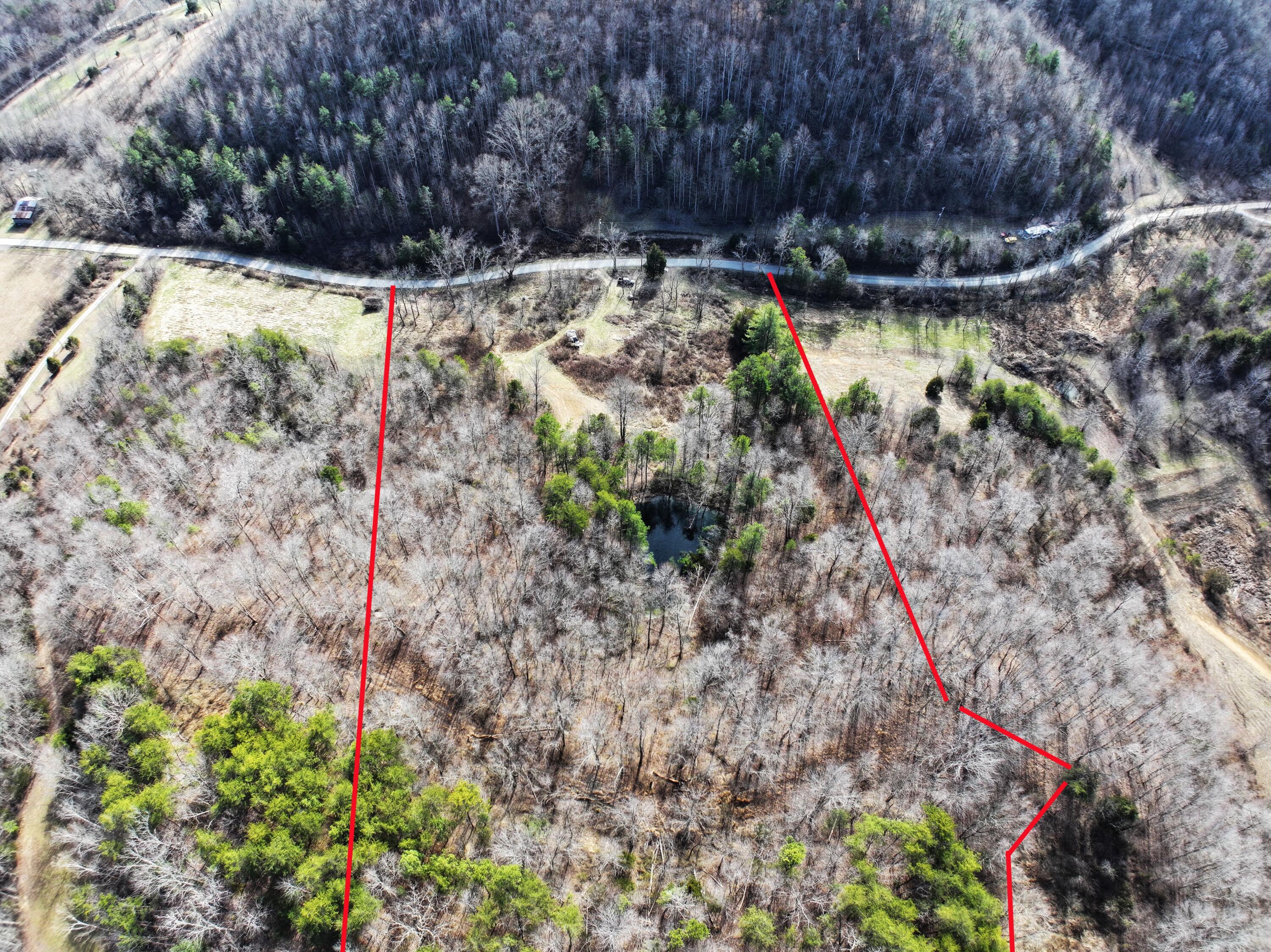 9999 Judd Road Booneville, KY 41314 - Photo 2 of 13 Surveyed boundary lines shown for this beautiful 17.75-acre wooded tract with road frontage and utilities in place, including an electric meter, water meter, fire hydrant, and high-speed internet availability!