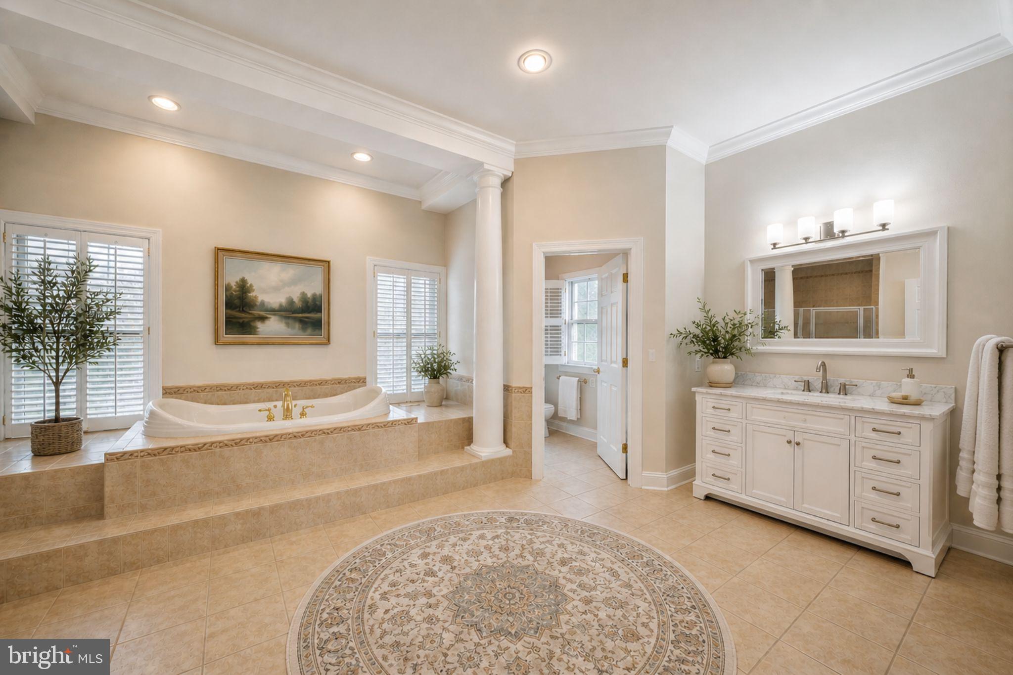 505 Pond View Lane Hunt Valley, MD 21030 - Photo 19 of 104 a spacious bathroom with a tub sink and mirror