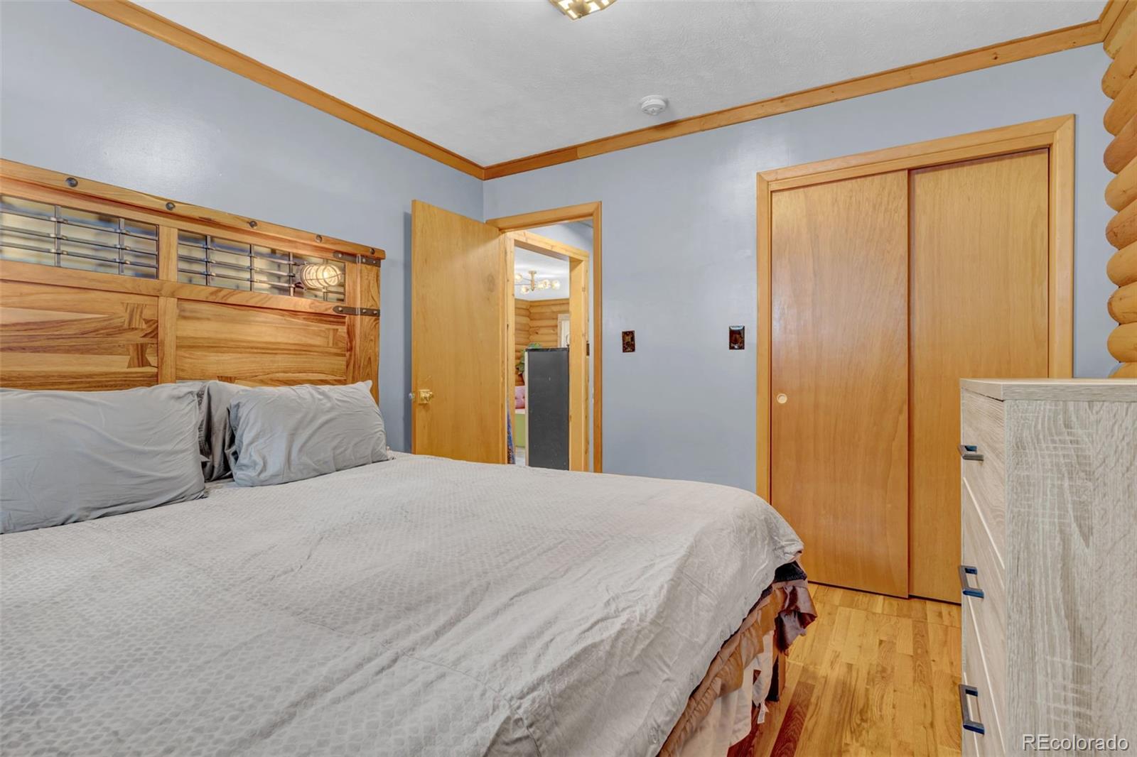 14601 South Elk Creek Road Pine, CO 80470 - Photo 16 of 26 a bedroom with a bed and a cabinet