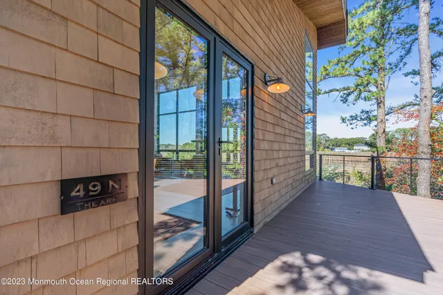 a view of a balcony with lake view