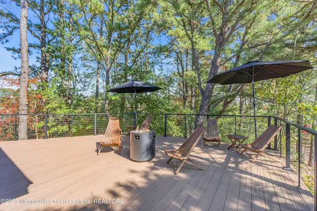 a view of a balcony with an outdoor space