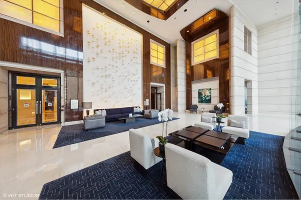a large living room with a large window