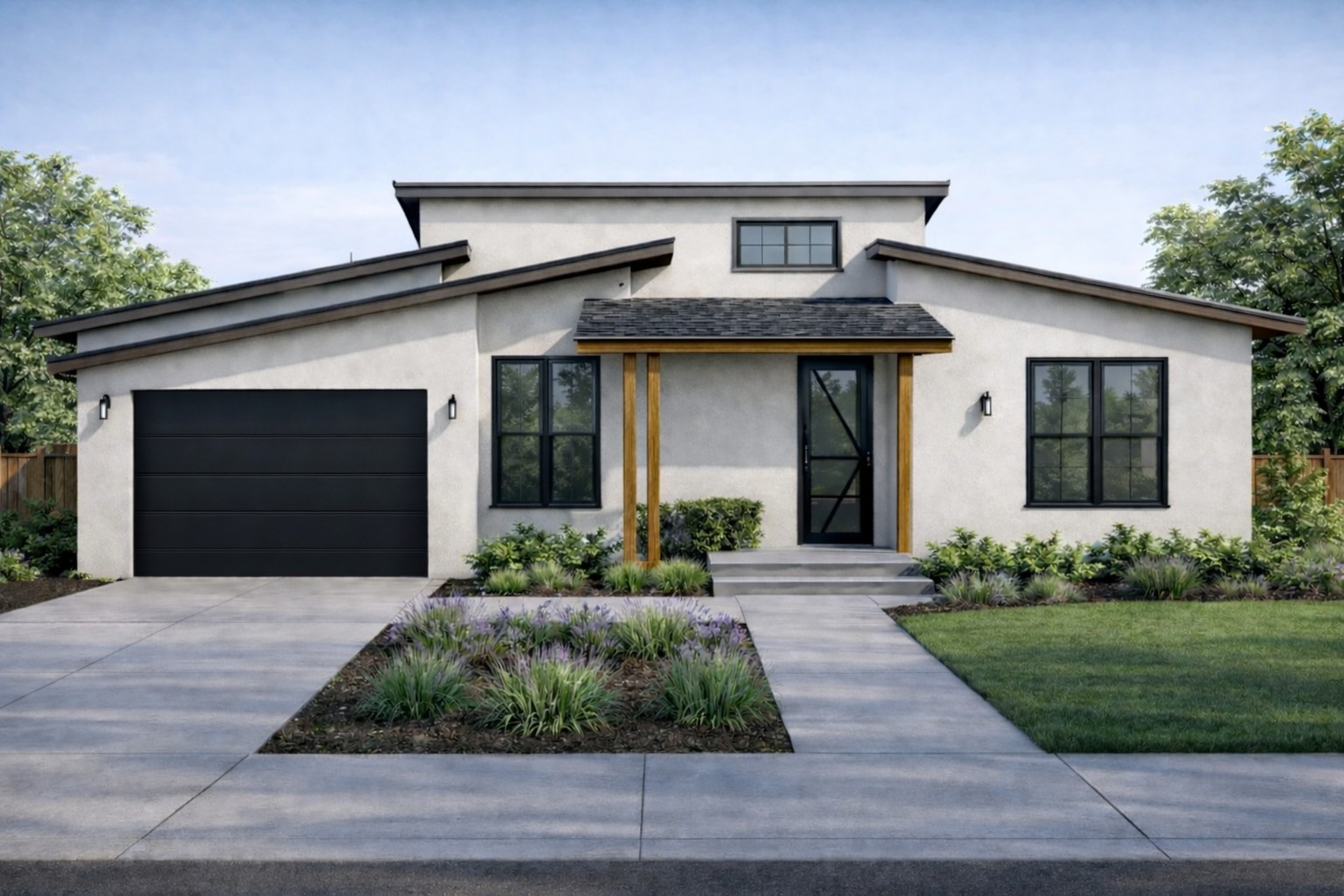 4603 Bucks Run Austin, TX 78744 - Photo 2 of 14 Contemporary house with an attached garage, stucco siding, and concrete driveway