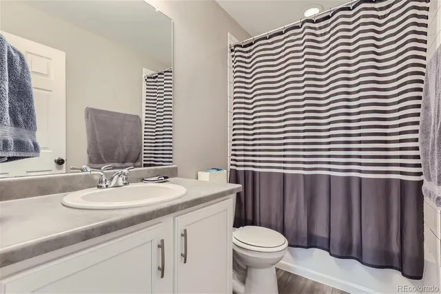 a bathroom with a sink a toilet and mirror