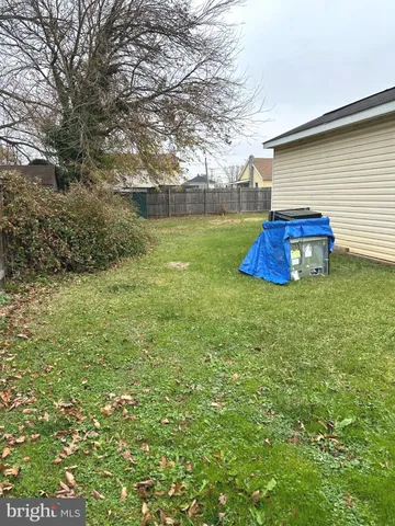 a view of a backyard with large trees